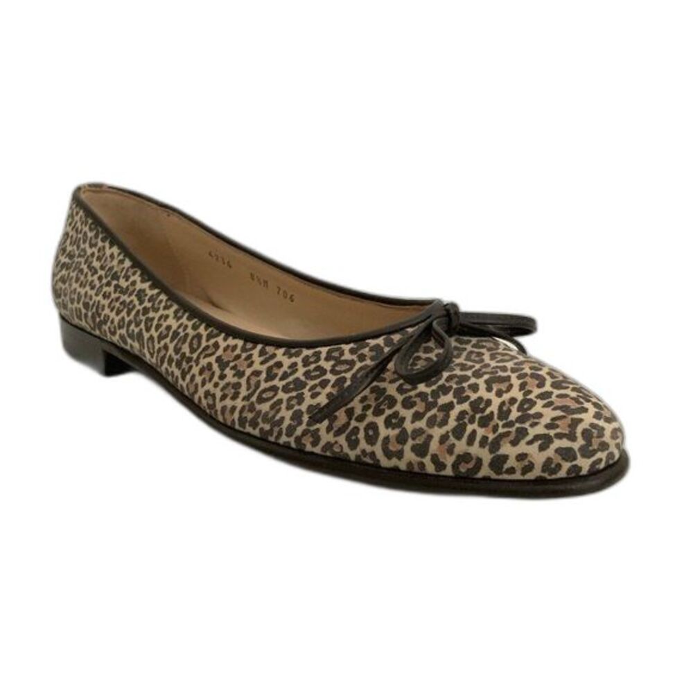 Gravati Bow Front Flat Animal Print Luxury Loafer Tan Black 8.5